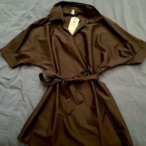 Black tie waist dress